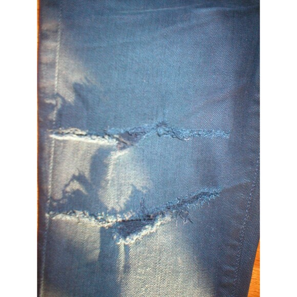 New $255 Womens Designer AG Jeans Premiere Skinny Straight Black 25 Slashed Dark - Picture 3 of 12